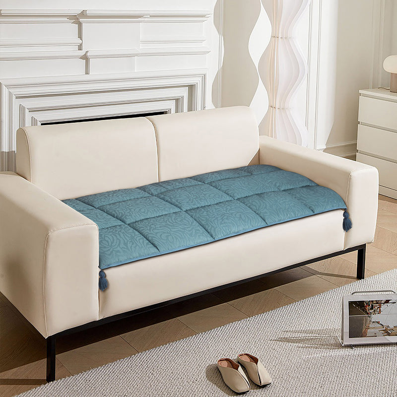 Premium Jacquard Sofa Topper Blue