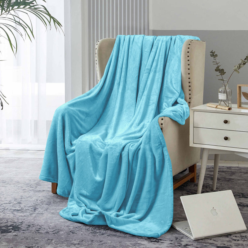 Supersoft 310 gsm Snuggly AC Fleece Blanket Sky Blue