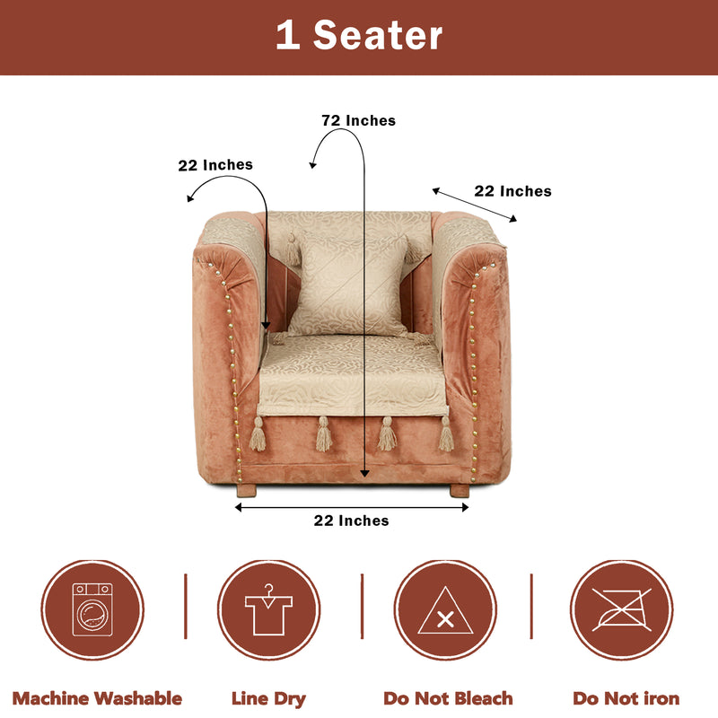 Premium Jacquard Sofa Cover Sand
