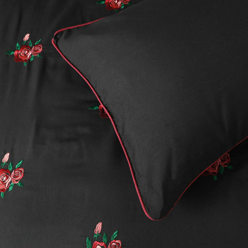 Midnight Rose Embroidered Summer Duvet Set