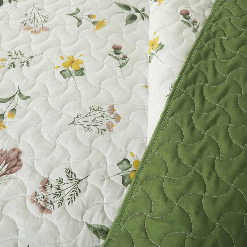 Verdant Bloom Quilted Bedspread