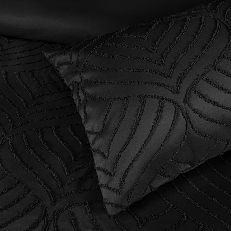 MidNight Luxe Boho Tufted Duvet Cover- Soft Microfiber- 6 Piece Set