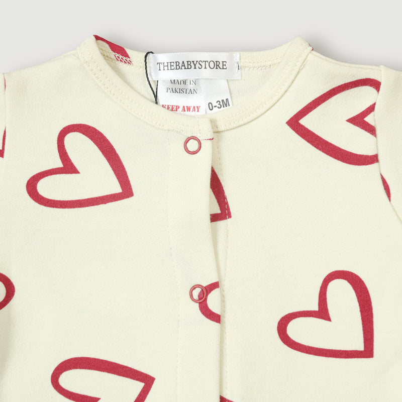 Heart Printed Baby Rompers (Pack of 3)