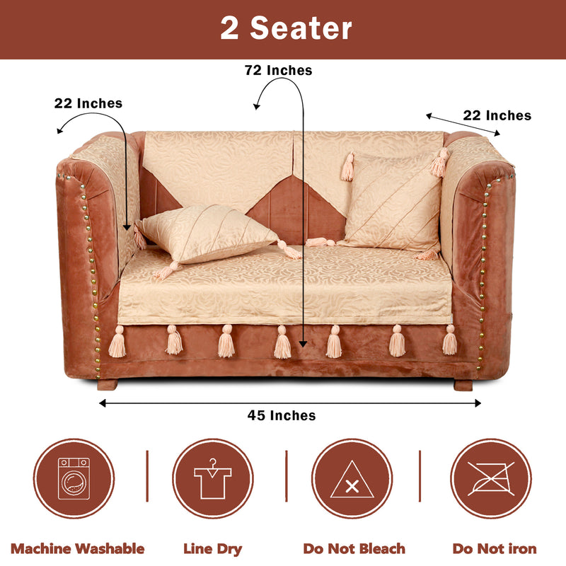 Premium Jacquard Sofa Cover Baby Pink
