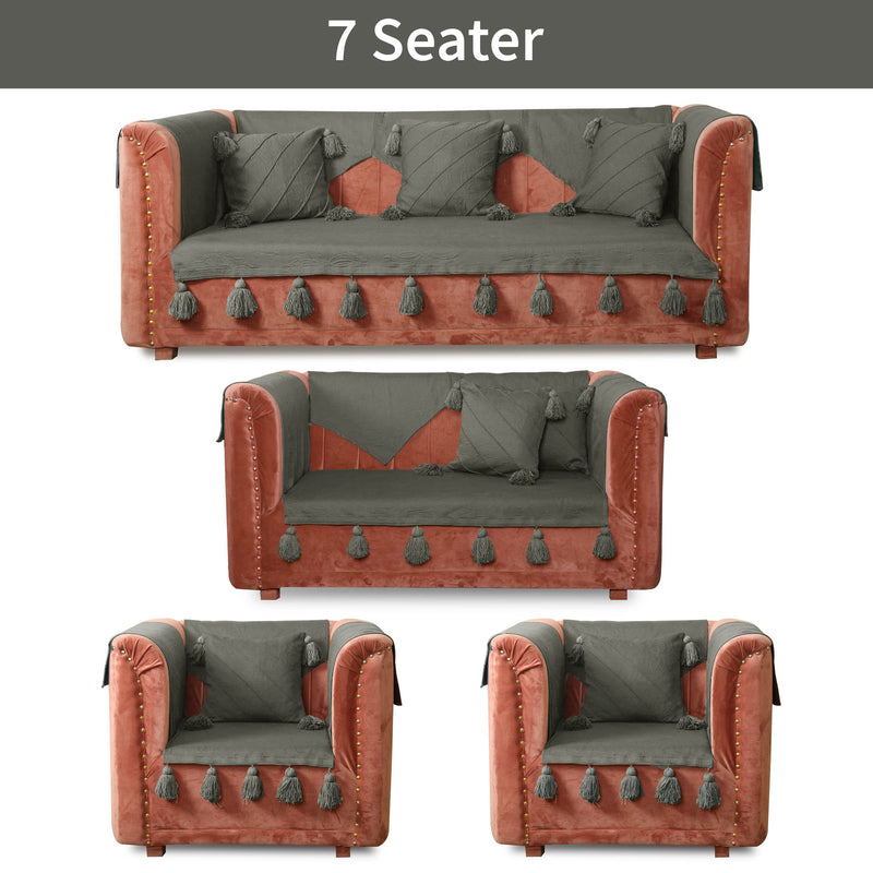 Grey Luxury French Matelasse Sofa Cover