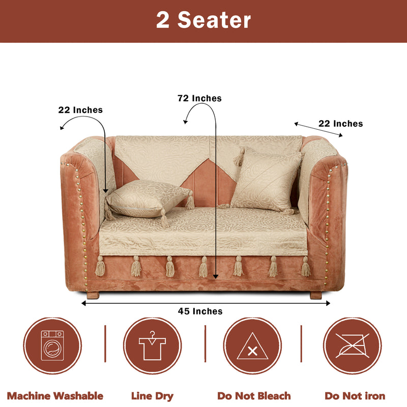 Premium Jacquard Sofa Cover Sand