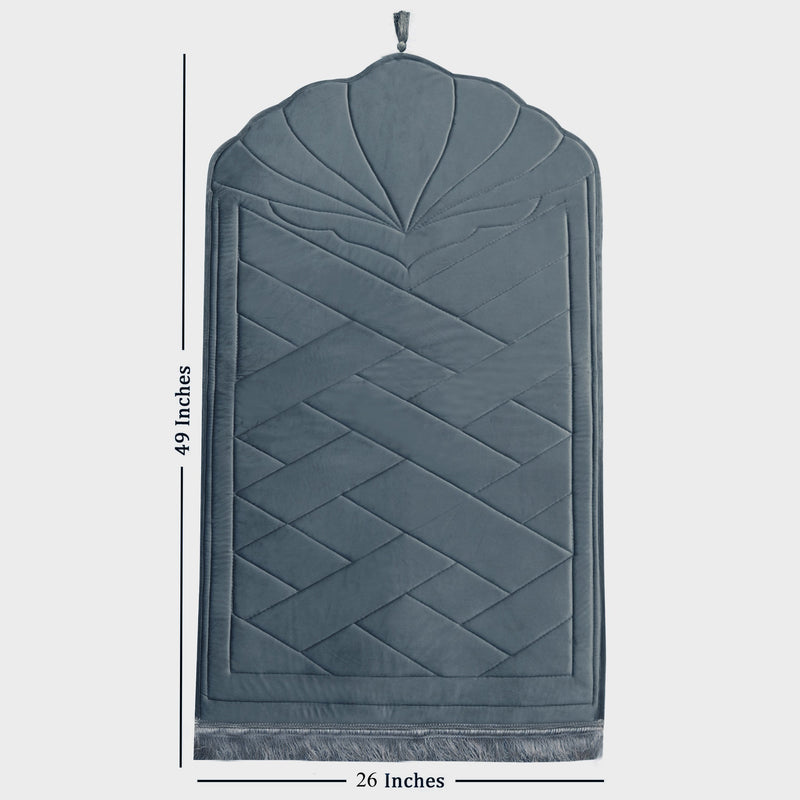 Turkish Style Quilted Velvet Padded Prayermat Grey