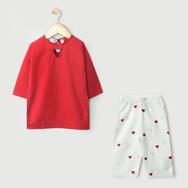 Tiny Heart Embroidered Kameez With Trouser