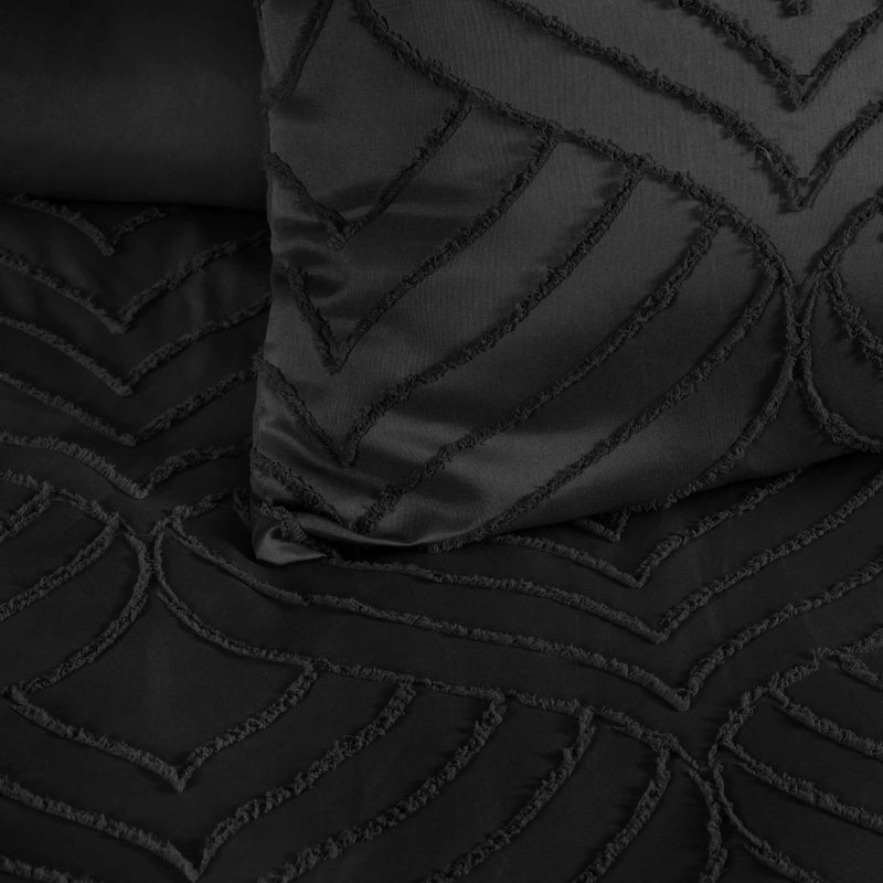 MidNight Luxe Boho Tufted Duvet Cover- Soft Microfiber- 6 Piece Set