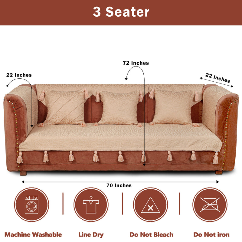 Premium Jacquard Sofa Cover Baby Pink