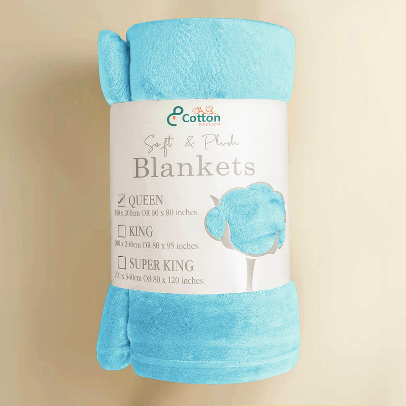 Supersoft 310 gsm Snuggly AC Fleece Blanket Sky Blue