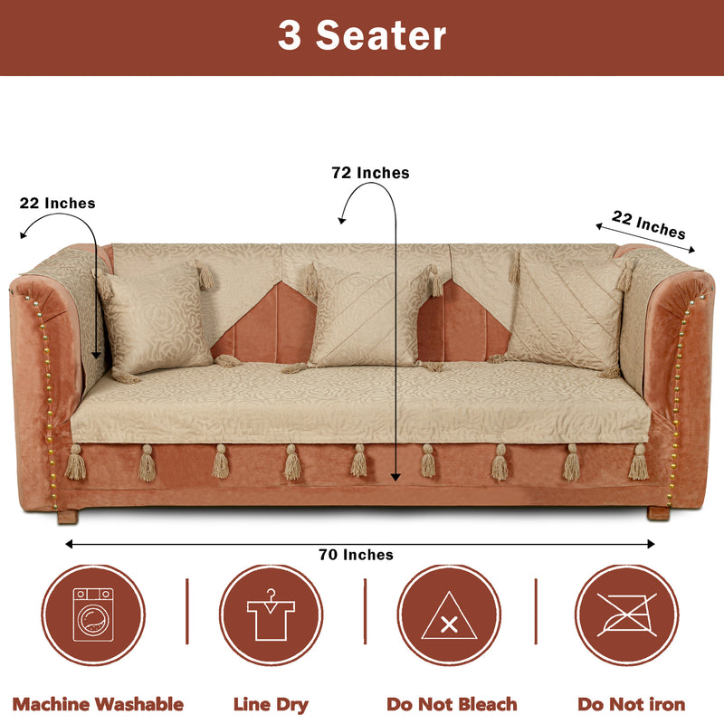 Premium Jacquard Sofa Cover Sand
