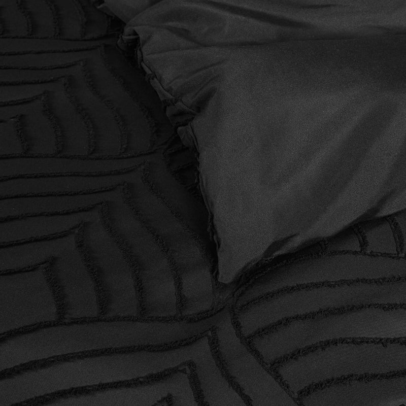 MidNight Luxe Boho Tufted Duvet Cover- Soft Microfiber- 6 Piece Set