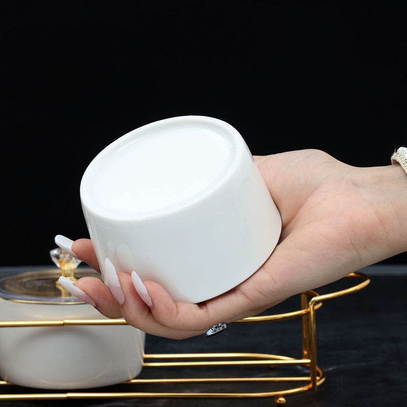 3 Dip Round Ceramic Compartment Set With Lid