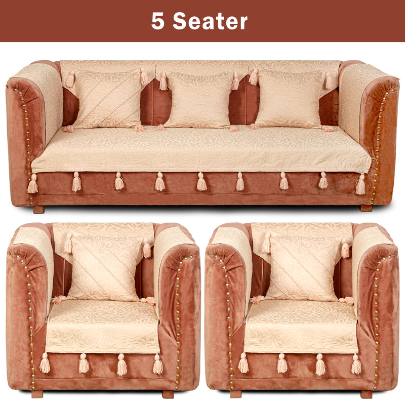 Premium Jacquard Sofa Cover Baby Pink