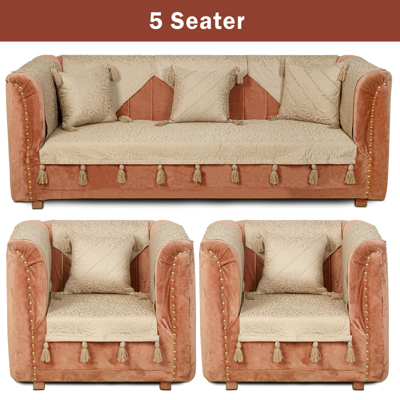 Premium Jacquard Sofa Cover Sand