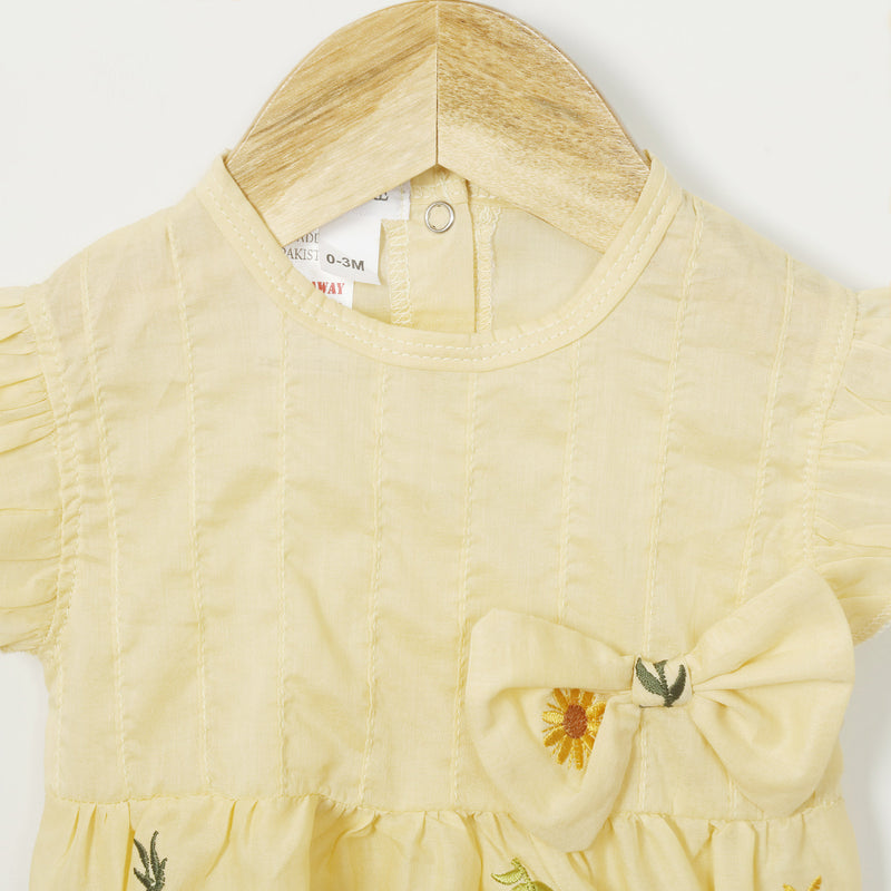 Breezy Bow-Embroidered Lawn Romper