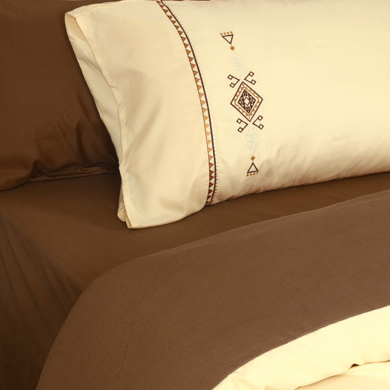 Mocha Horizon Embroidered Summer Duvet Set