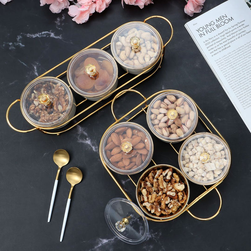 3 Dip Round Ceramic Compartment Set With Lid