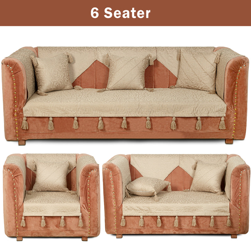 Premium Jacquard Sofa Cover Sand