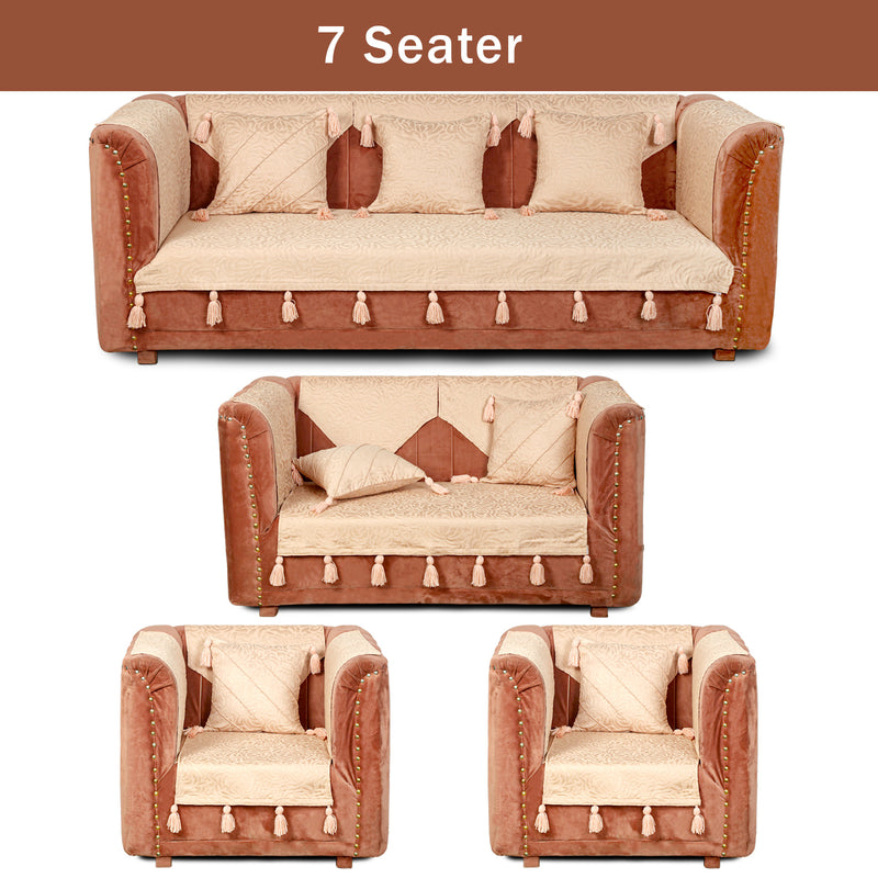 Premium Jacquard Sofa Cover Baby Pink