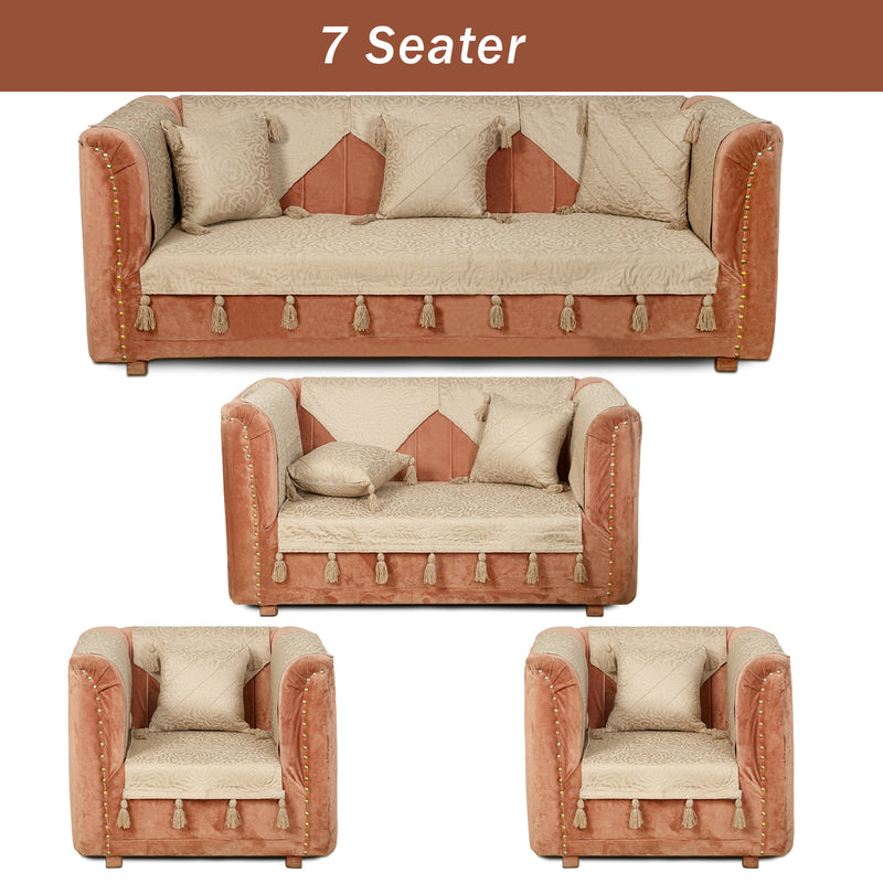 Premium Jacquard Sofa Cover Sand