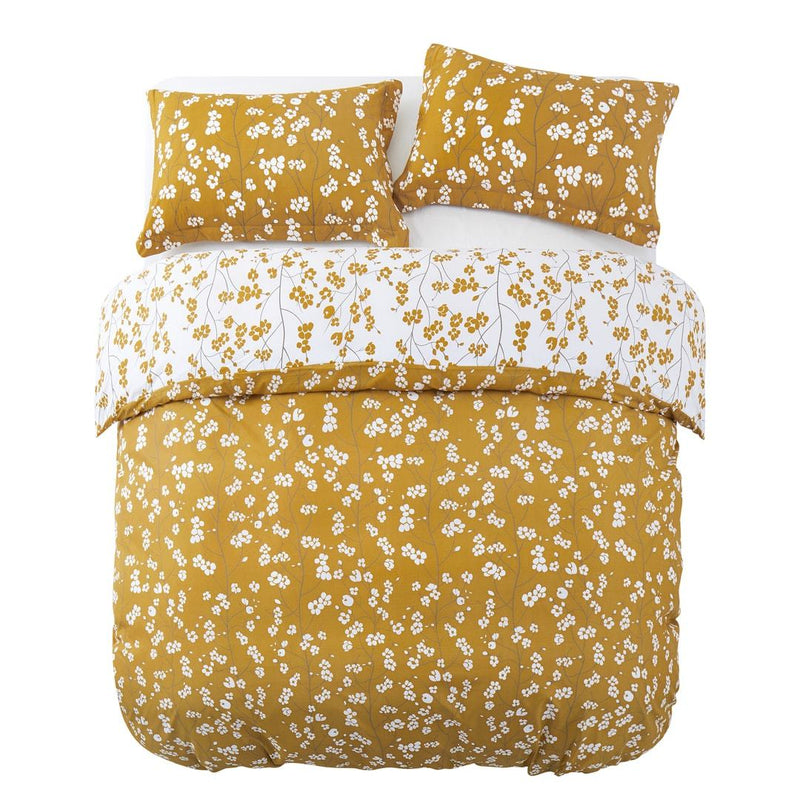 Microfiber Duvet Cover with Pillow Cases Ochre Florets