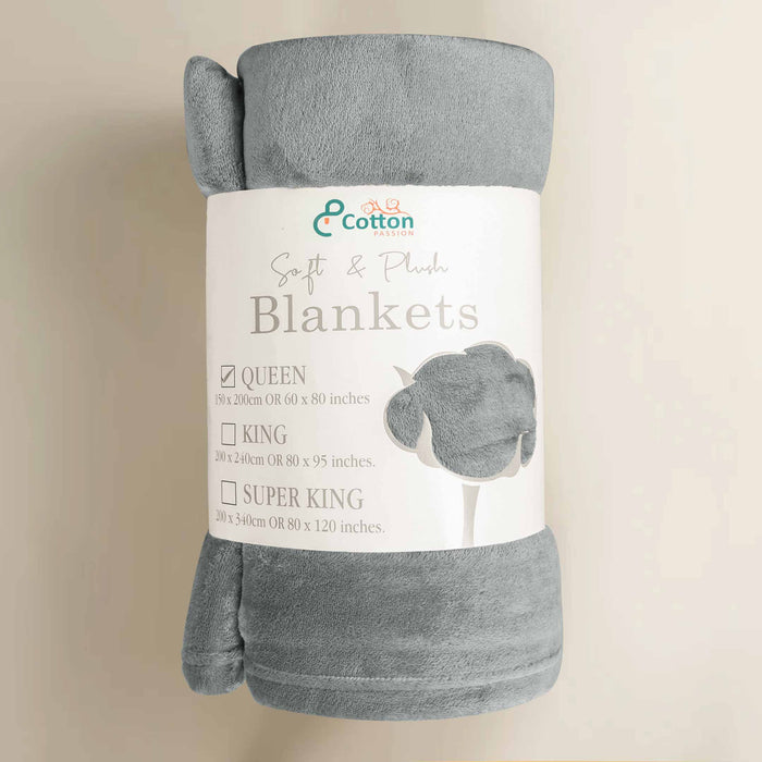 Supersoft 310 gsm Snuggly AC Fleece Blanket Ash