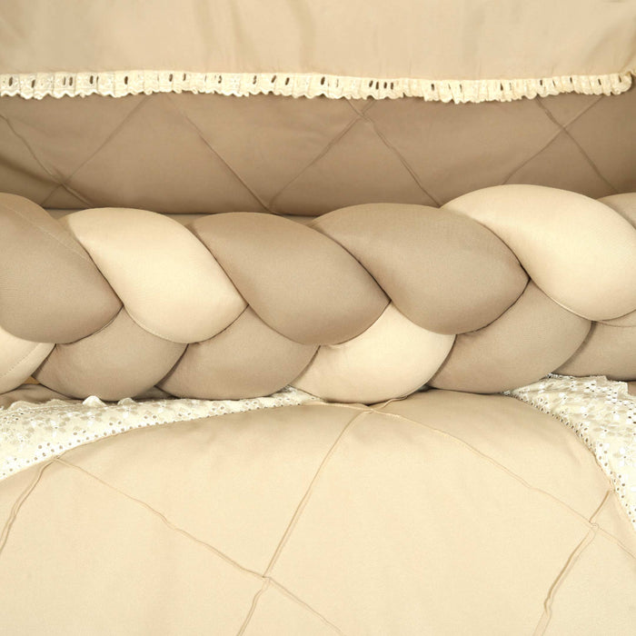 Beige Laced Braided Baby Cot Set