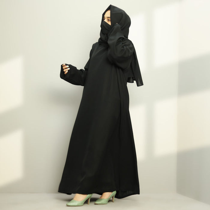 Black Plain Abaya and Hijaab