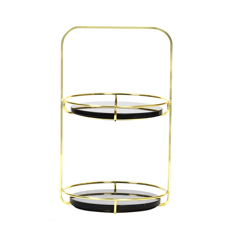 Nordic Black 2 Tier Round Marble Serving Tray