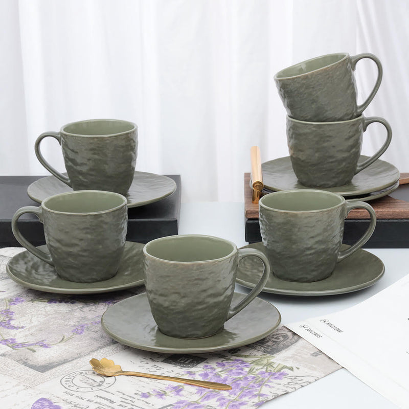 Stone Lan Assorted Cup Set Dark Green - 12 Pcs
