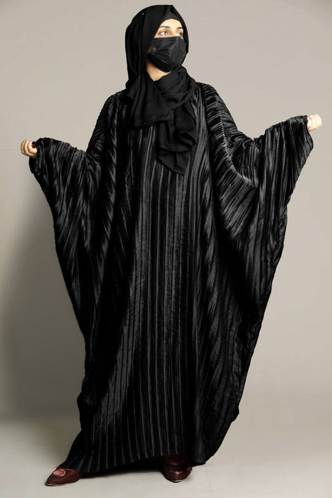 Crushed Pleats Butterfly Abaya and Hijaab