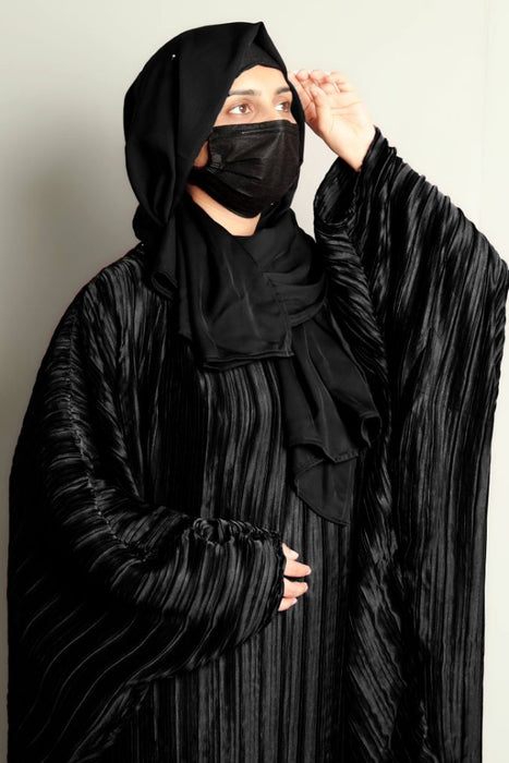 Crushed Pleats Butterfly Abaya and Hijaab