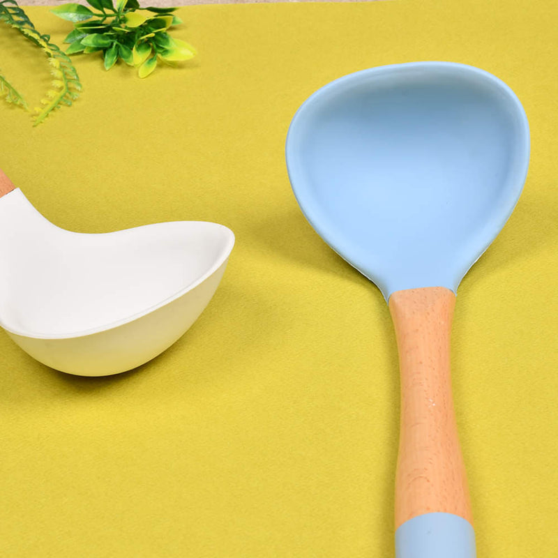 Bamboo Wood Silicon Soup Ladle