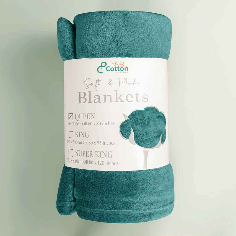 Supersoft 310 gsm Snuggly AC Fleece Blanket Teal Emerald