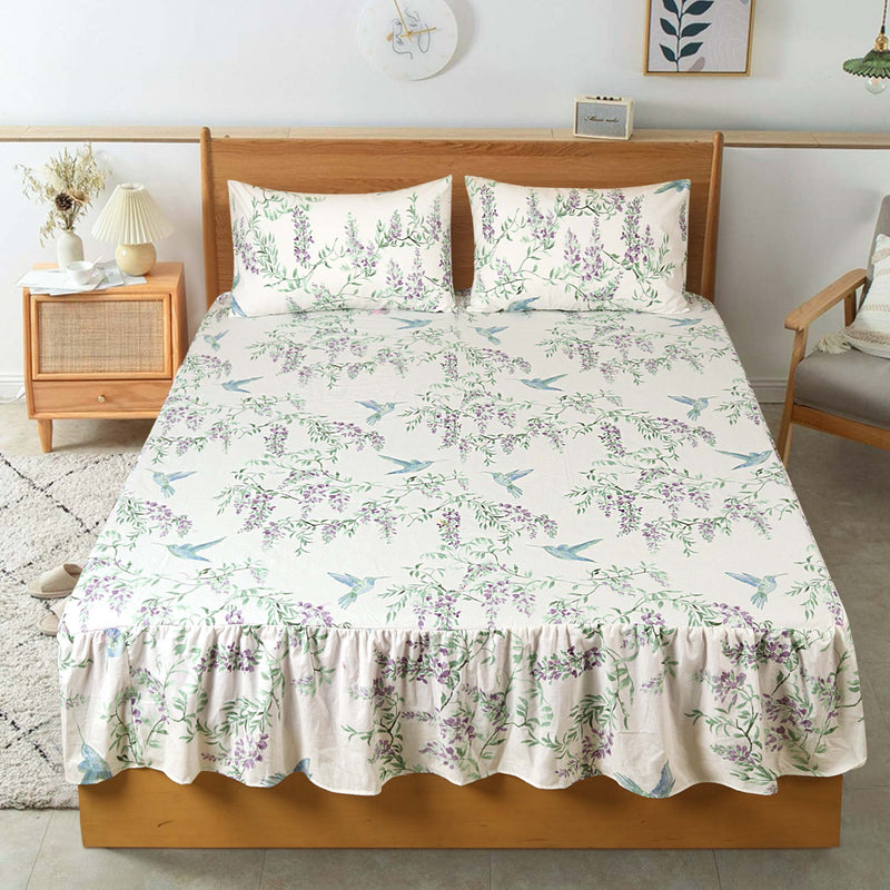 Flora Flock Ruffled Fitted Sheet