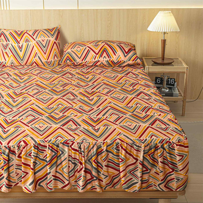 Geometrical Lines Ruffled Fitted Sheet