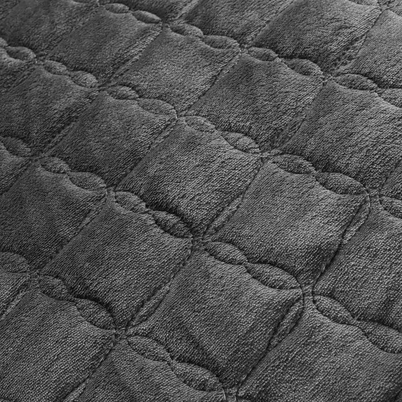 Luxury Quilted Fleece 6pc Bedding Set-Grey