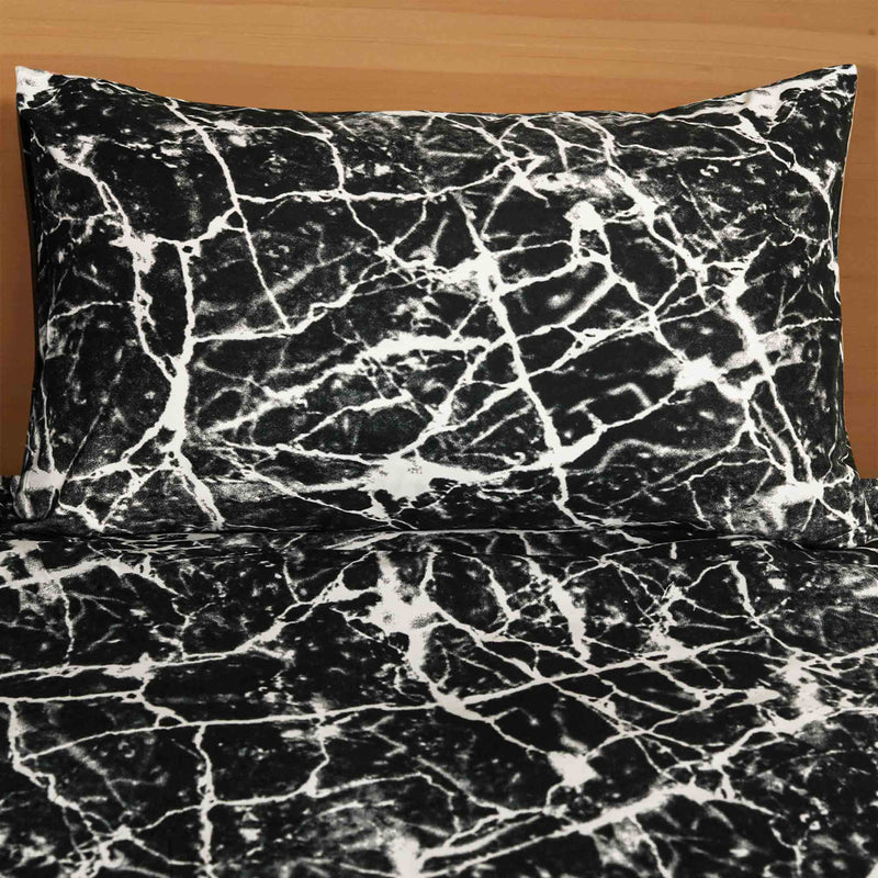 Marble Printed 3-Pcs Microfiber Flat Sheet Set