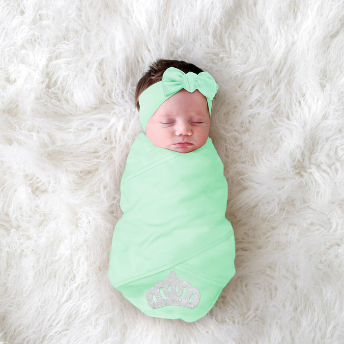 princess crown white baby swaddle