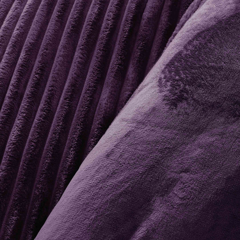 Jacquard Stripe Flannel Fleece 6pc Razaye Set-Plum