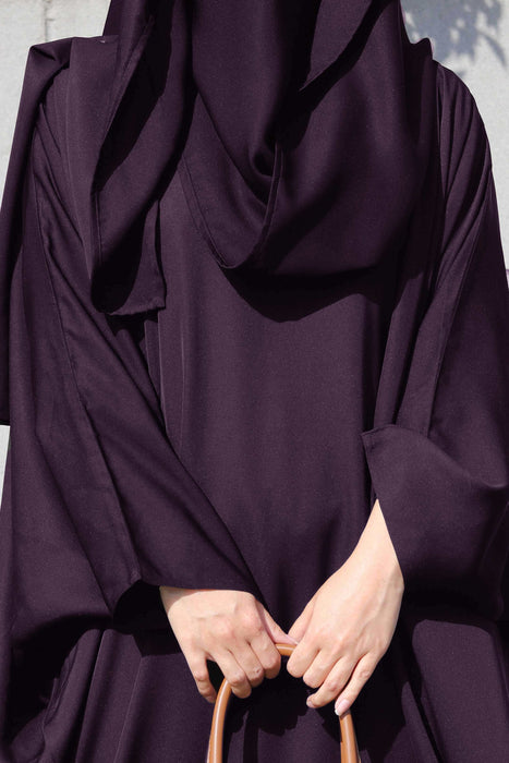 Plum Butterfly Abaya and Hijaab