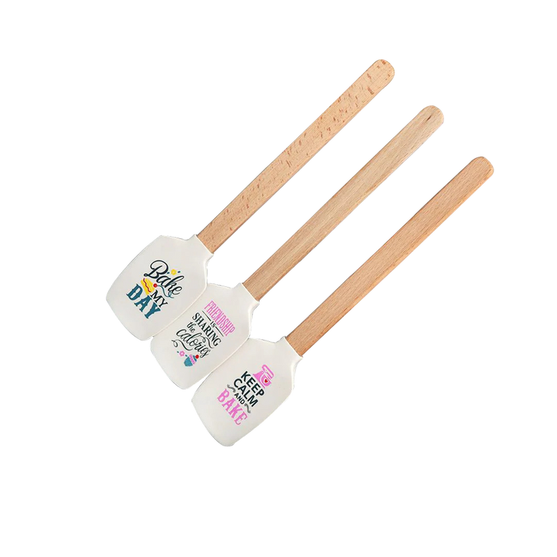 Bamboo Wood Silicone Spoonula