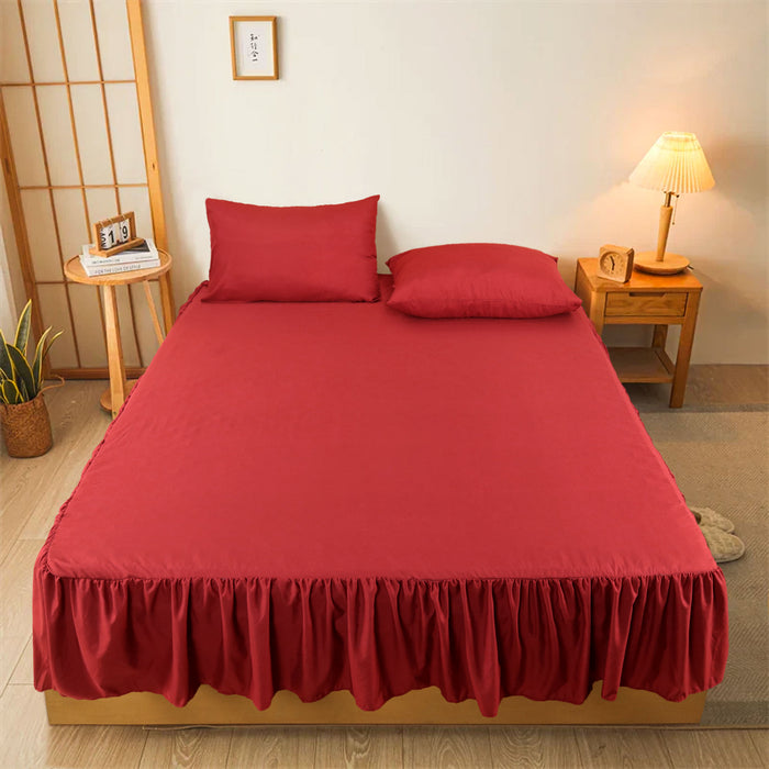 Solid Maroon Ruffled Fitted Sheet