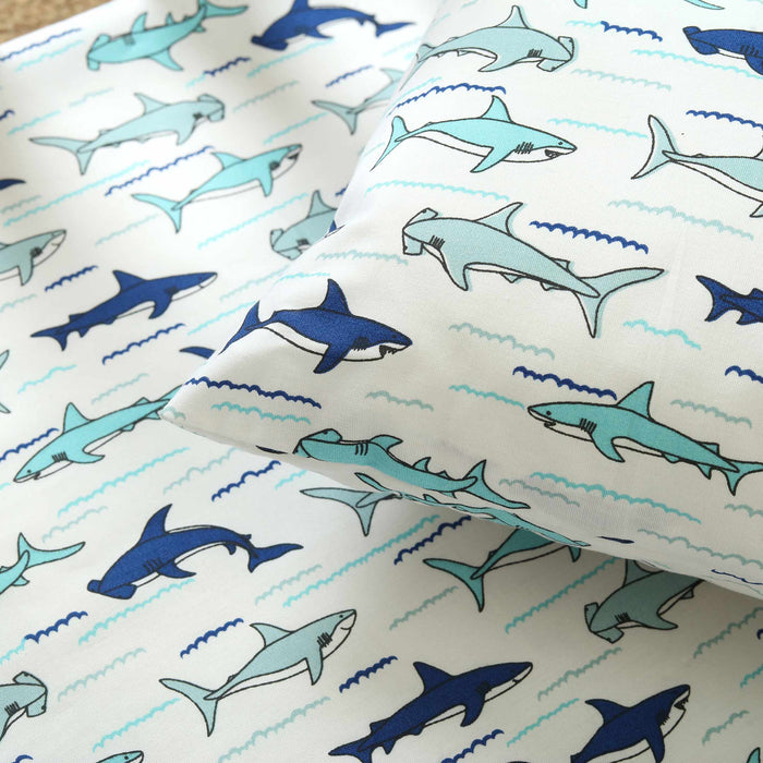Splashy Shark Crib Bedsheet & Pillow