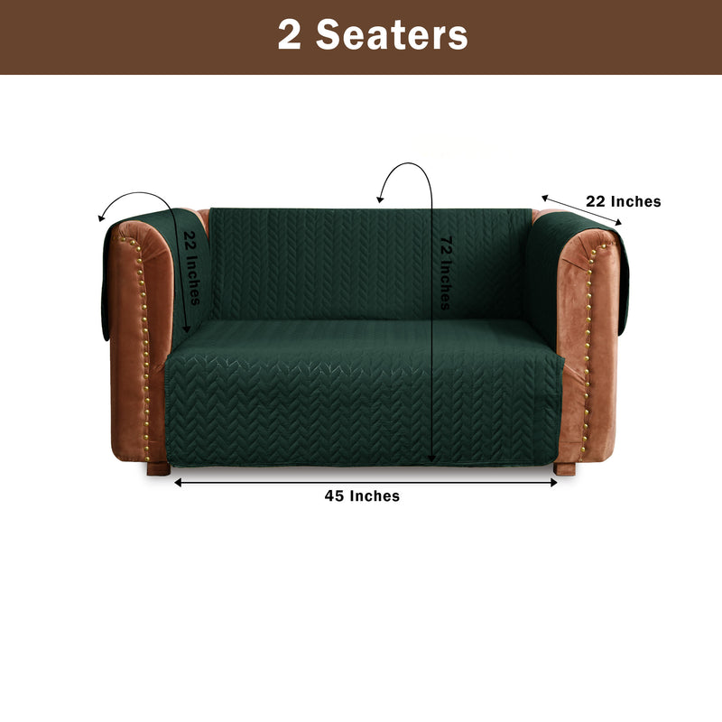 Ultrasonic Quilted Sofa Cover Set Bottle Green