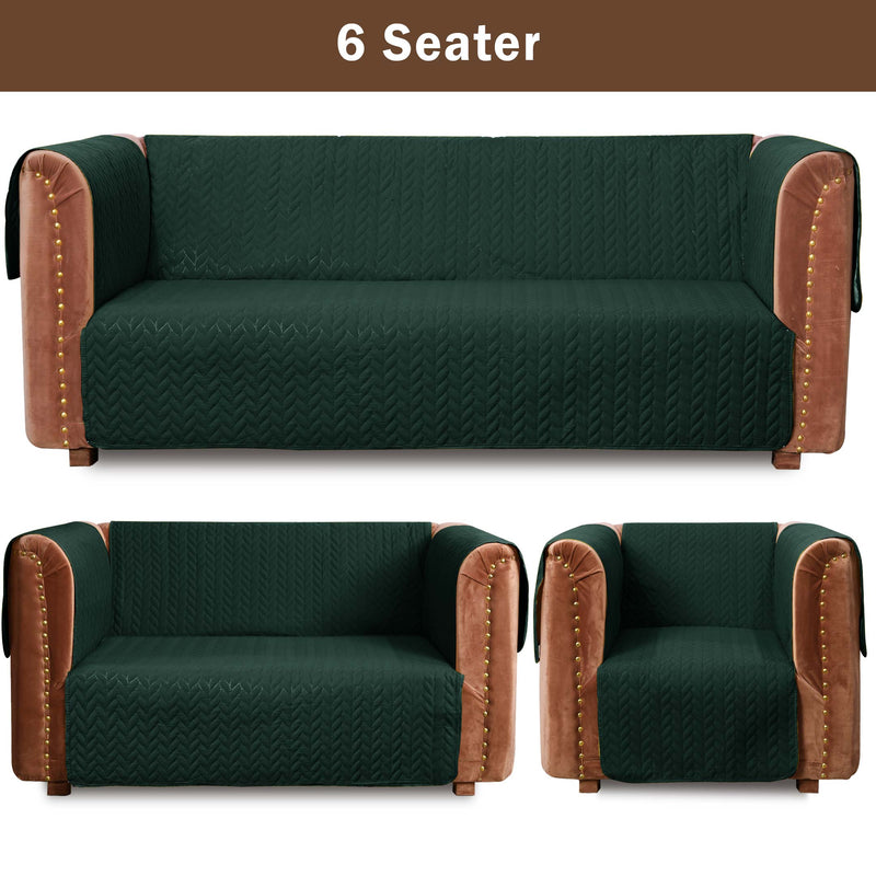 Ultrasonic Quilted Sofa Cover Set Bottle Green