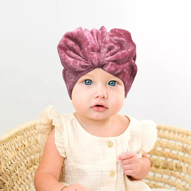 Bow Cuddle Velvet Turban Caps