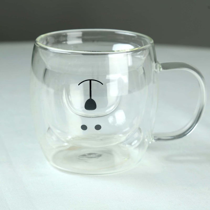 Bistro Classic Cute Bear Double Wall Glass Coffee Cup 250ML